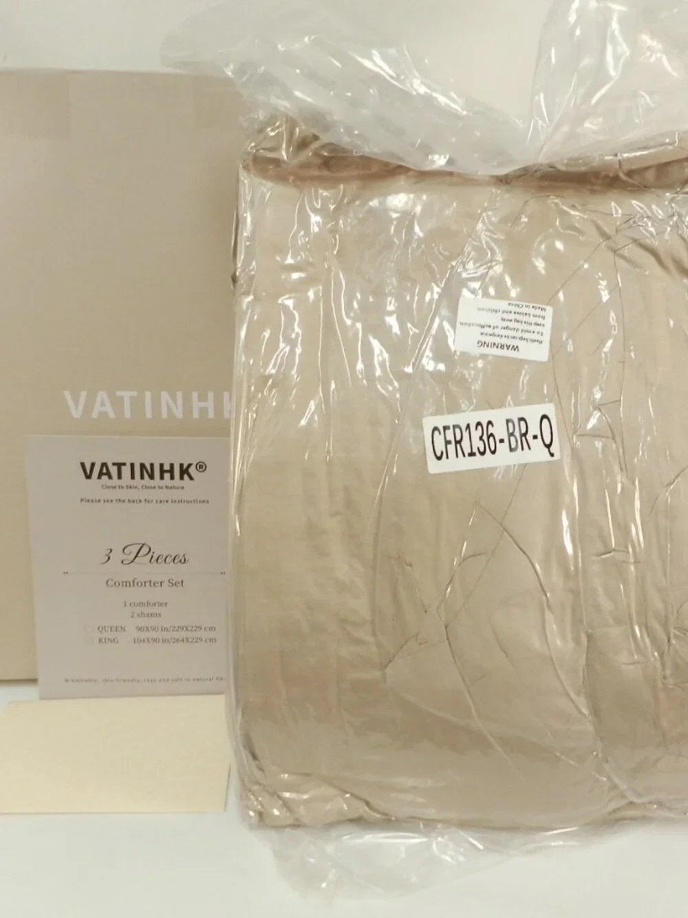 Litanika Queen Comforter Set 3 Pieces Lightweight Solid Bed Set cream NEW NIB